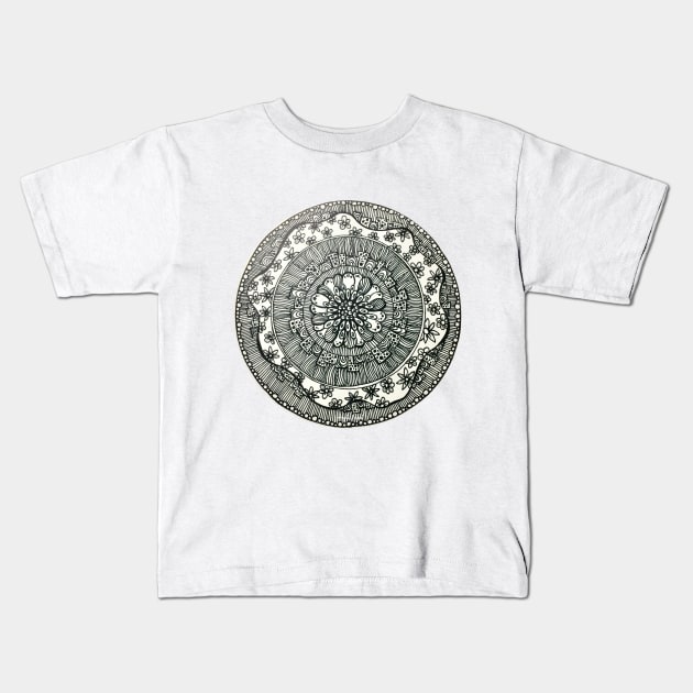 Black and White mandala Kids T-Shirt by amyliafaizalart